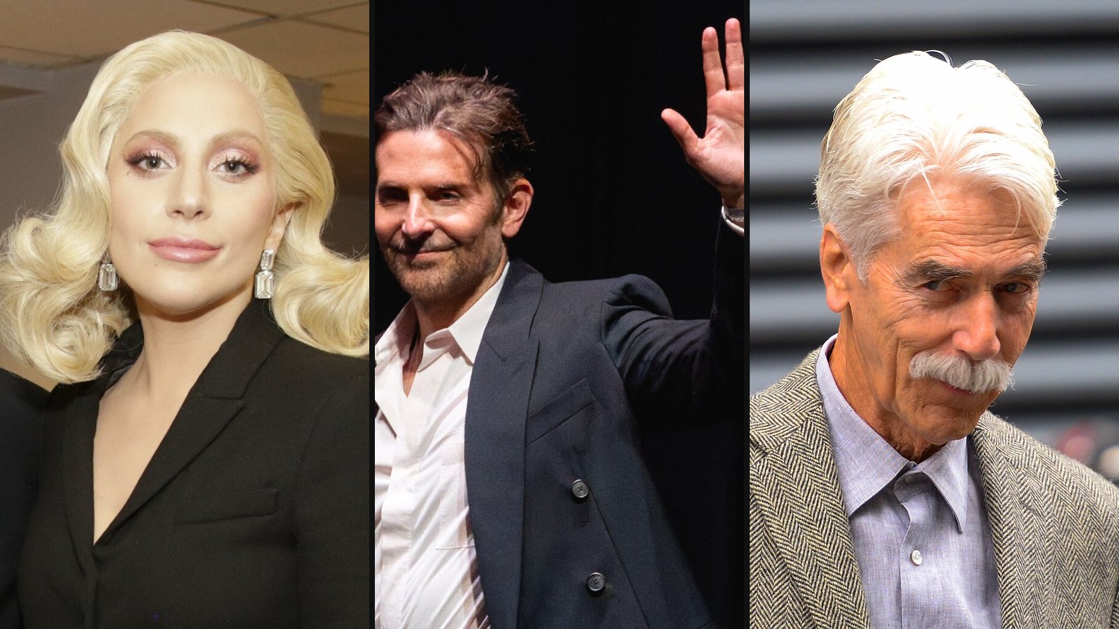 Lady Gaga, Bradley Cooper og Sam Elliott fra A Star Is Born
