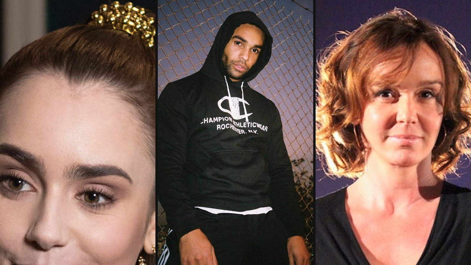 Lily Collins, Lucien Laviscount og Philippine Leroy-Beaulieu fra Emily in Paris
