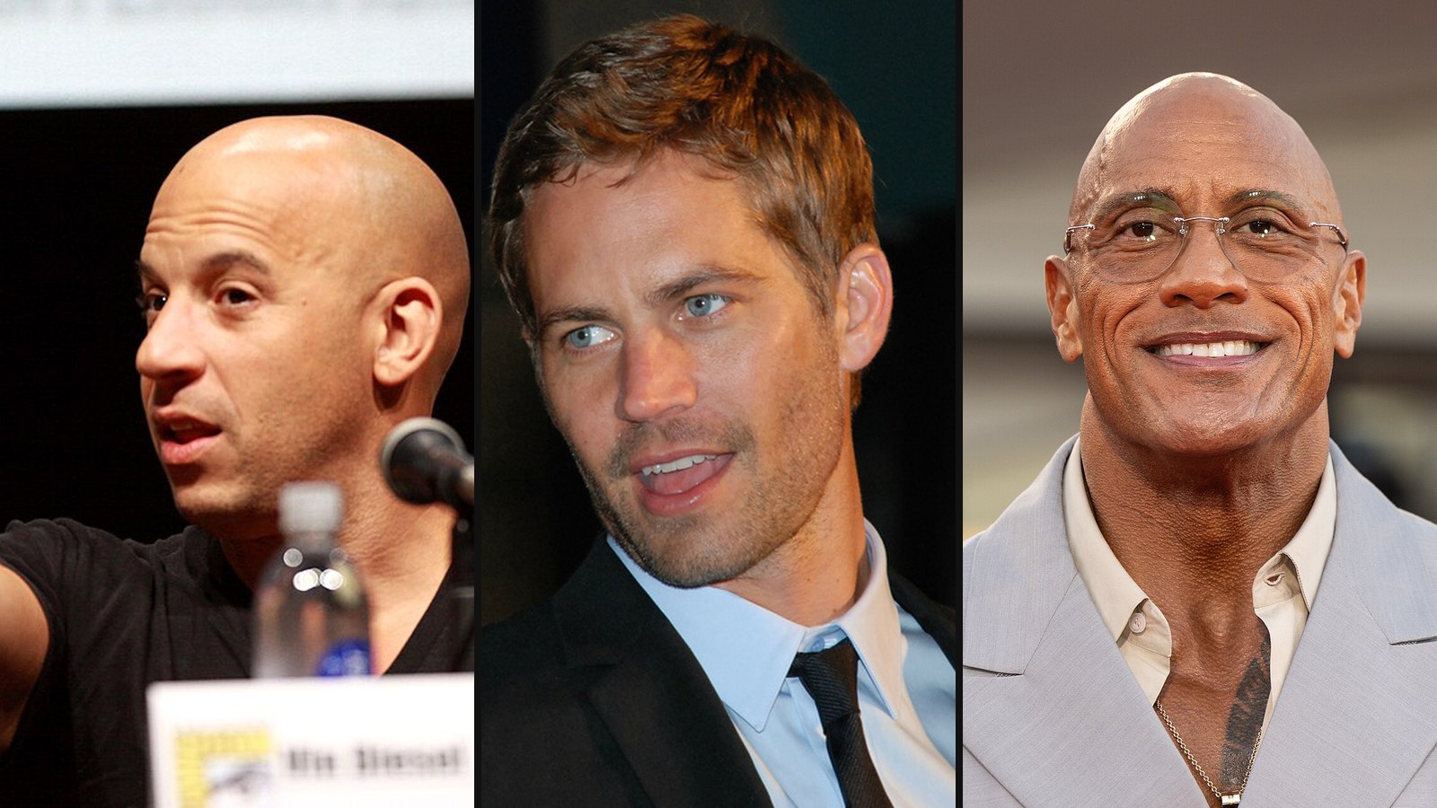 Vin Diesel, Paul Walker og Dwayne Johnson fra Fast & Furious 6