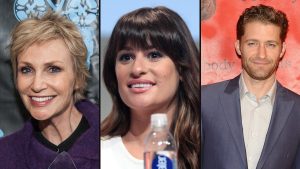 Jane Lynch, Lea Michele og Matthew Morrison fra Glee