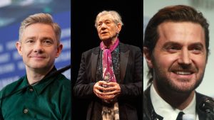 Martin Freeman, Ian McKellen og Richard Armitage fra Hobbitten – En Uventet Rejse