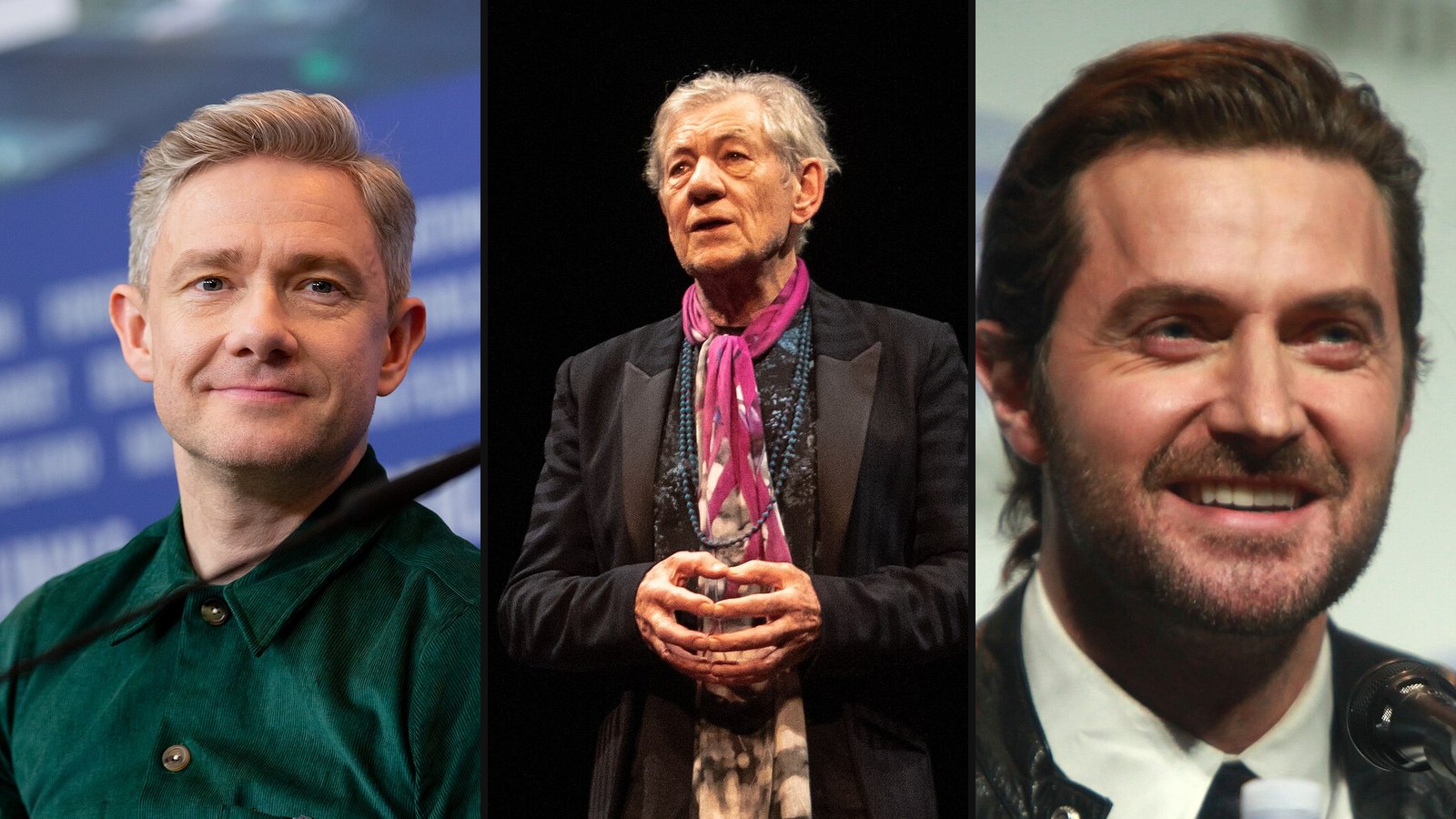 Martin Freeman, Ian McKellen og Richard Armitage fra Hobbitten