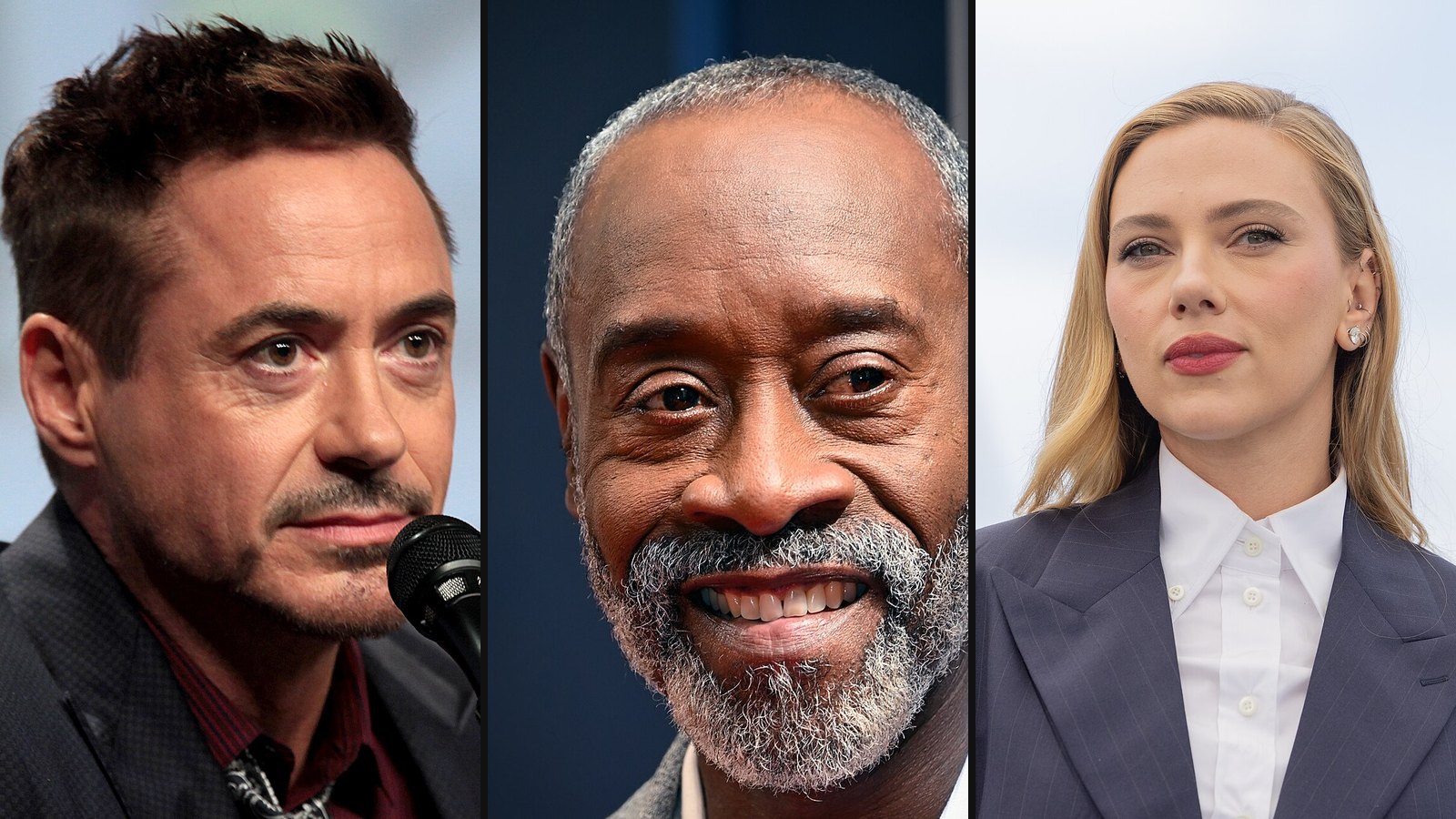 Robert Downey Jr., Don Cheadle og Scarlett Johansson fra Iron Man 2