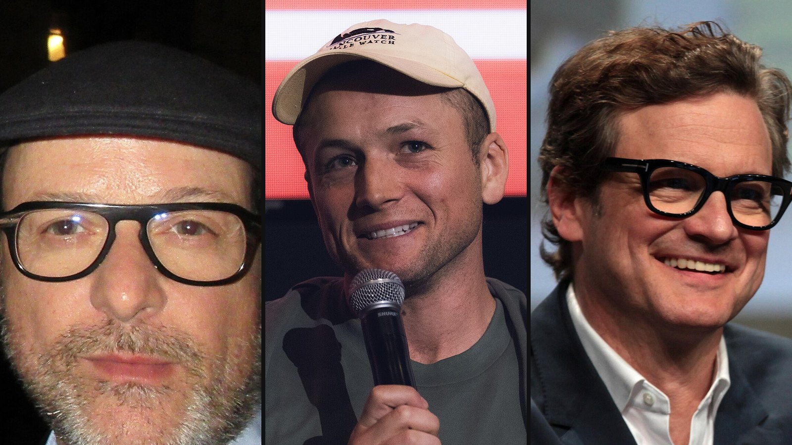 Matthew Vaughn, Taron Egerton og Colin Firth fra Kingsman: The Secret Service