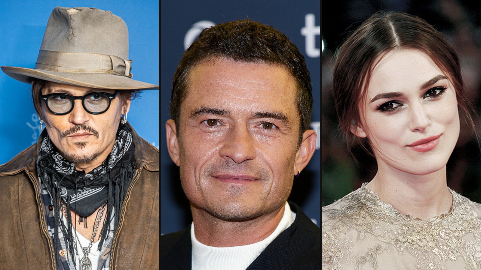Johnny Depp, Orlando Bloom og Keira Knightley fra Pirates of The Caribbean 3