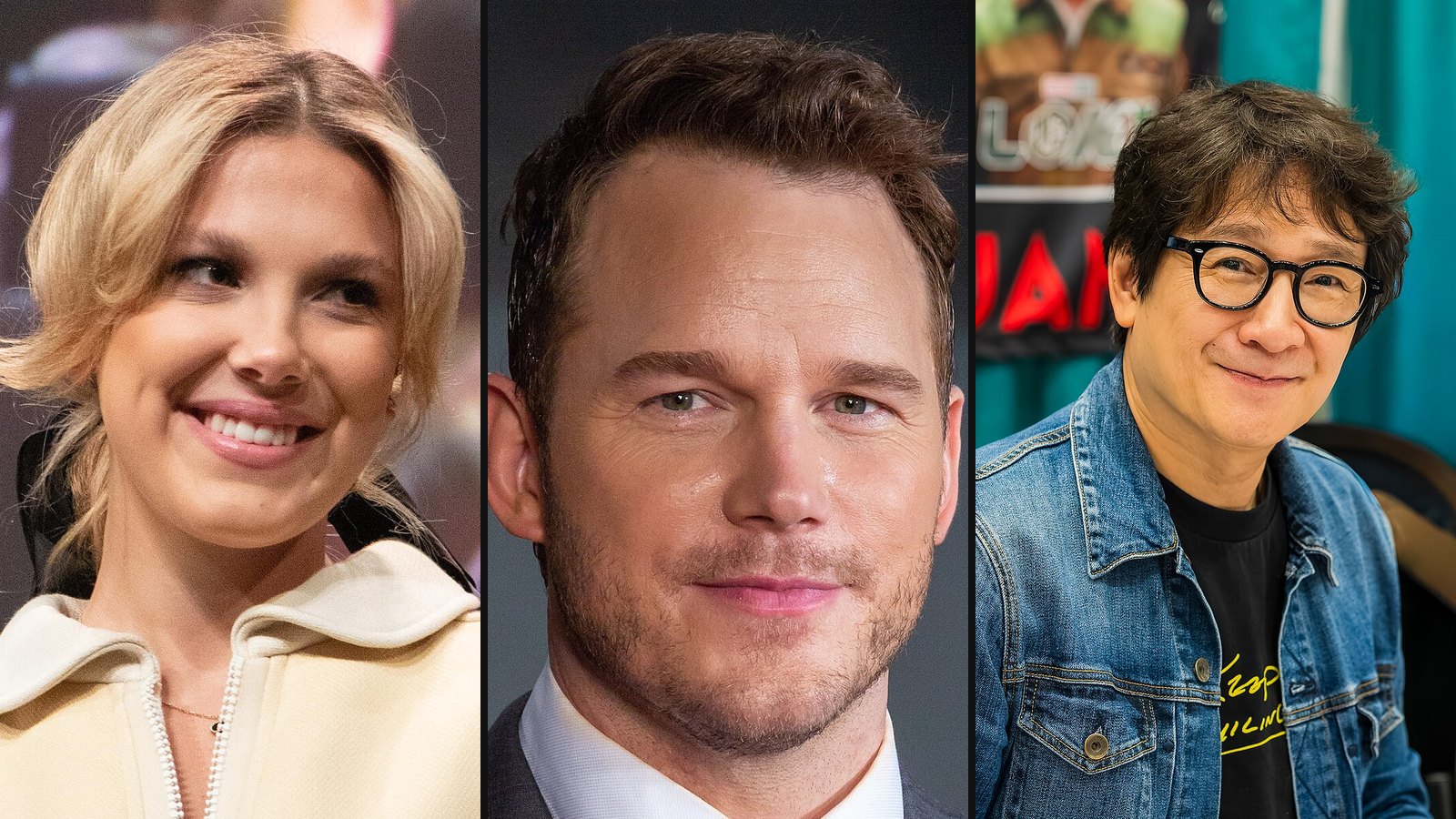 Millie Bobby Brown, Chris Pratt og Ke Huy Quan fra The Electric State