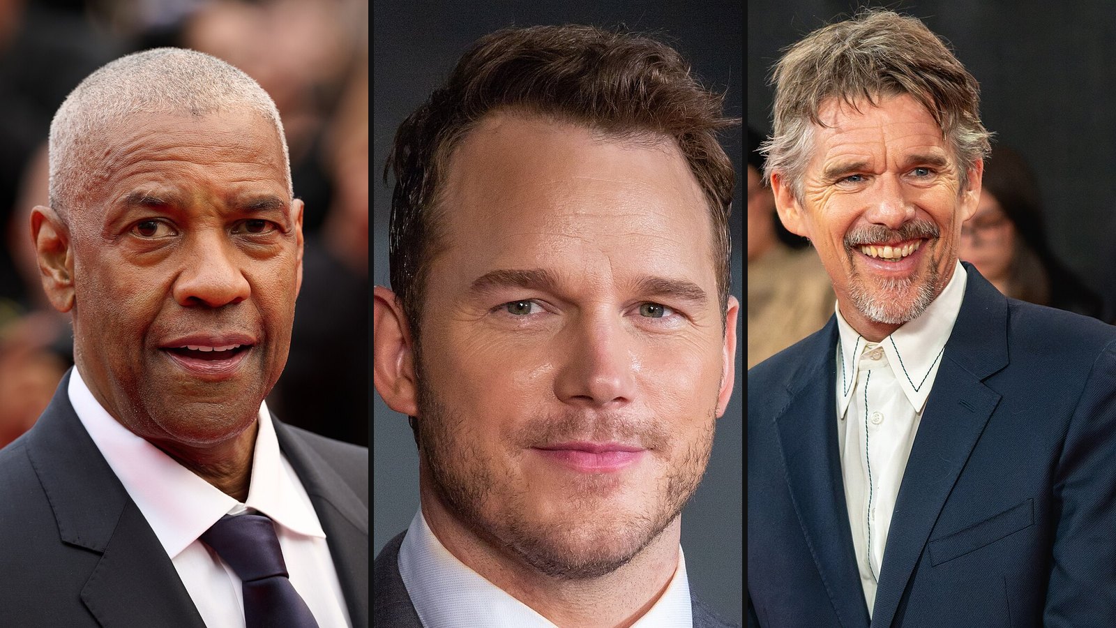 Denzel Washington, Chris Pratt og Ethan Hawke fra The Magnificent Seven