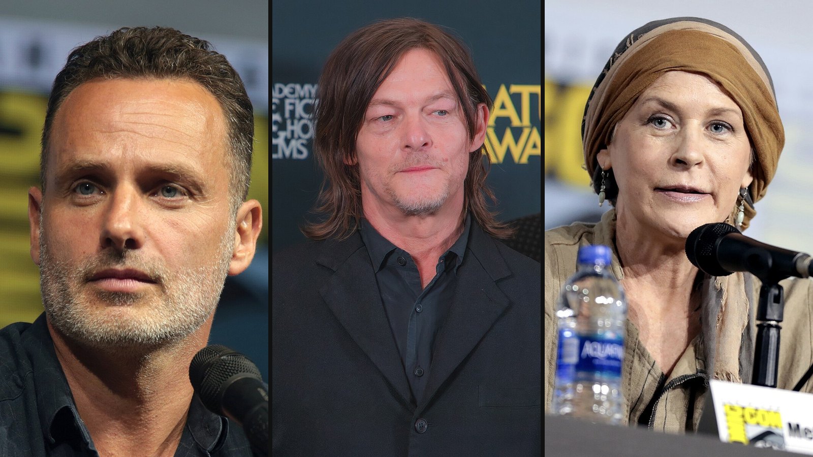 Andrew Lincoln, Norman Reedus og Melissa McBride fra The Walking Dead
